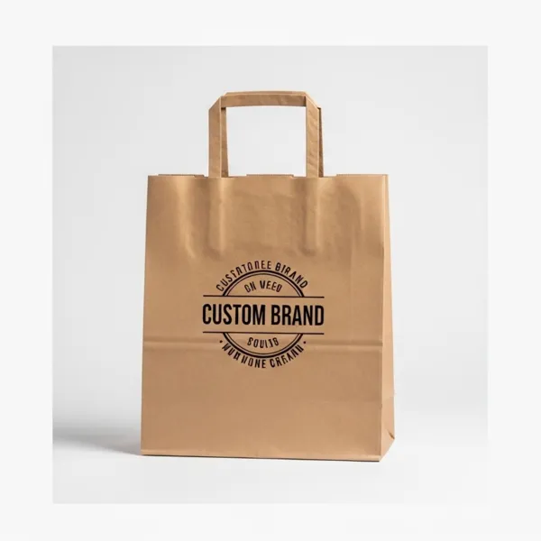 Flat Handle Bags - Custom Paper Shopping Bags Wholesale - main view