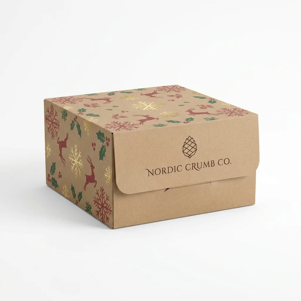 Custom printed christmas cake boxes by Teal Packaging