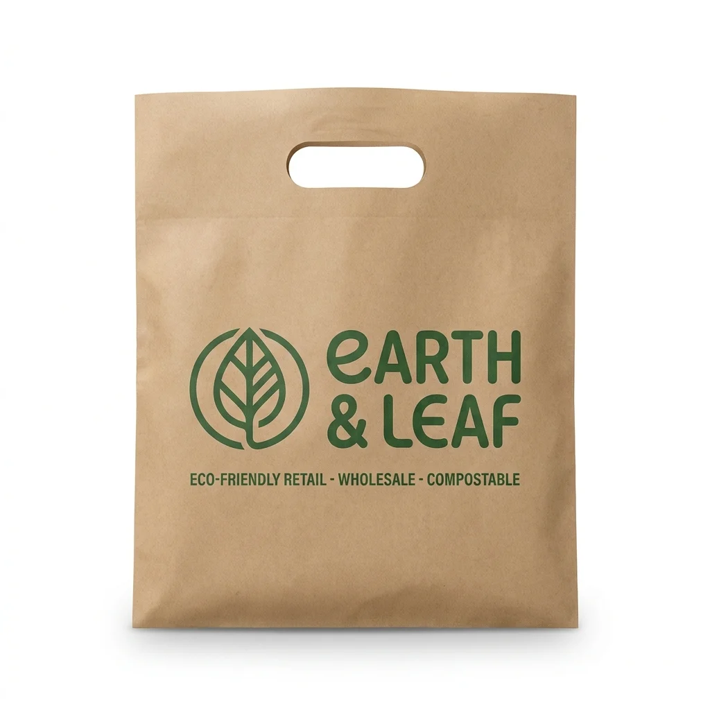 Custom Wholesale Custom Compostable Die Cut Handle Bags view 2