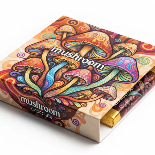 mushroom chocolate bar packaging - main view